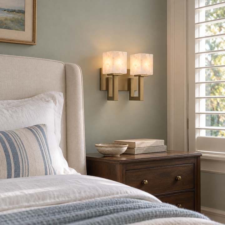 Solvenne Alabaster Double Wall Sconce