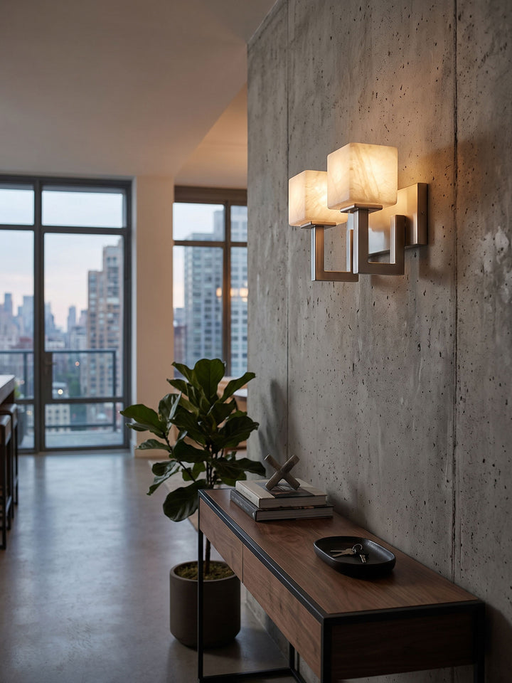Solvenne Alabaster Double Wall Sconce