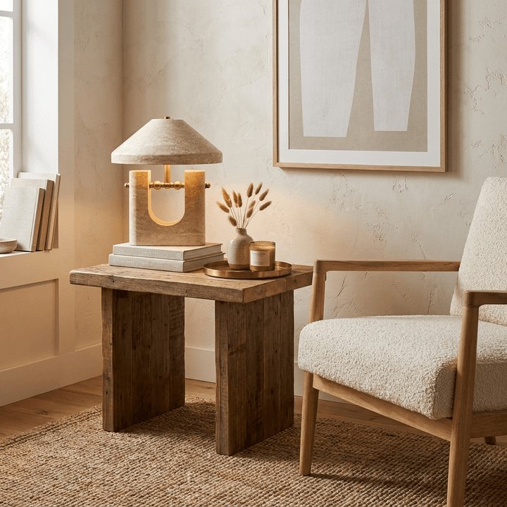 Solvra Yellow Travertine Table Lamp - Vakkerlight