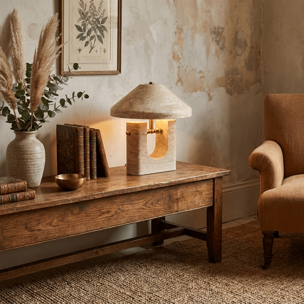 Solvra Yellow Travertine Table Lamp - Vakkerlight