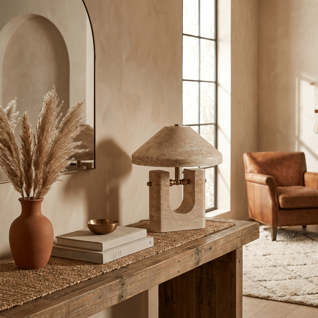 Solvra Yellow Travertine Table Lamp - Vakkerlight