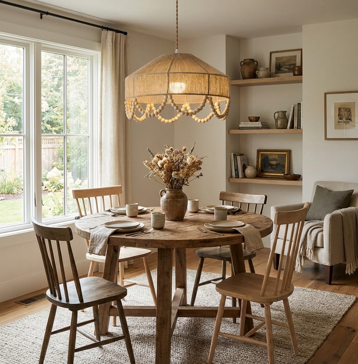 Sora Hemp Rope Wood Pendant Light