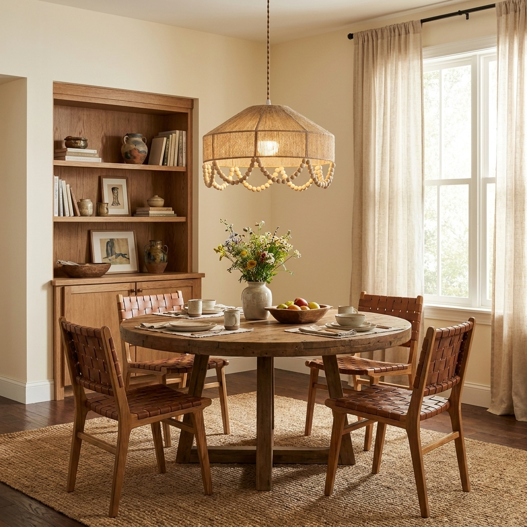Sora Hemp Rope Wood Pendant Light