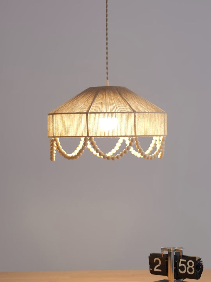 Sora Hemp Rope Wood Pendant Light