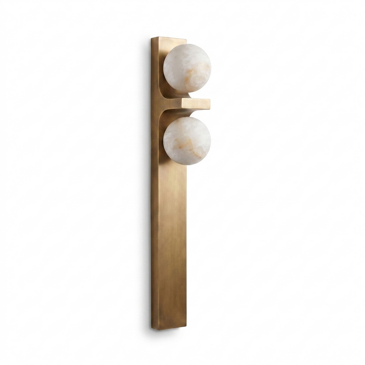 Sorelle Alabaster Double Globe Wall Sconce
