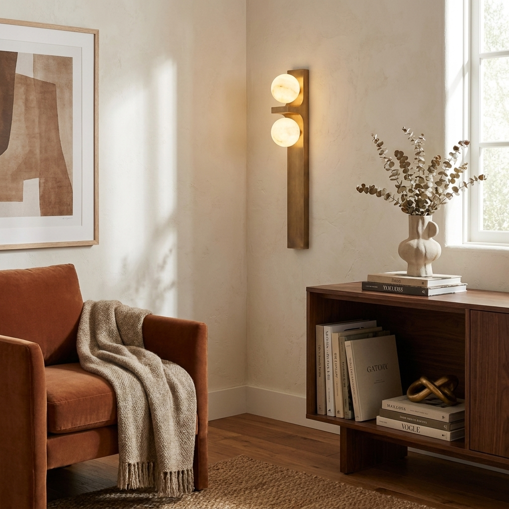 Sorelle Alabaster Double Globe Wall Sconce
