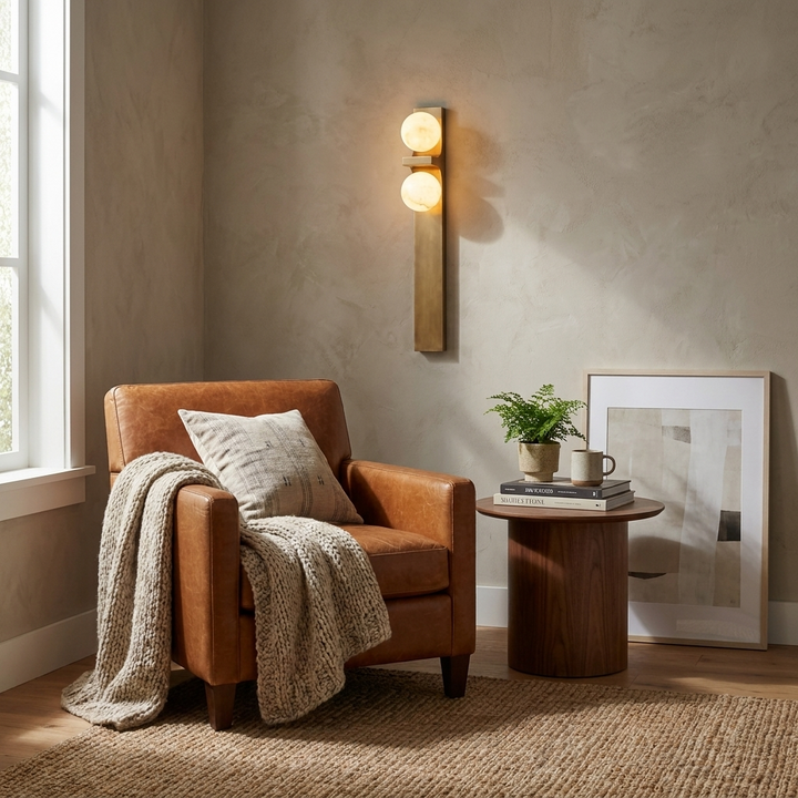 Sorelle Alabaster Double Globe Wall Sconce