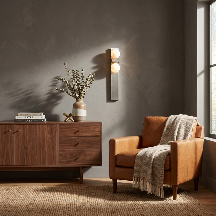 Sorelle Alabaster Double Globe Wall Sconce