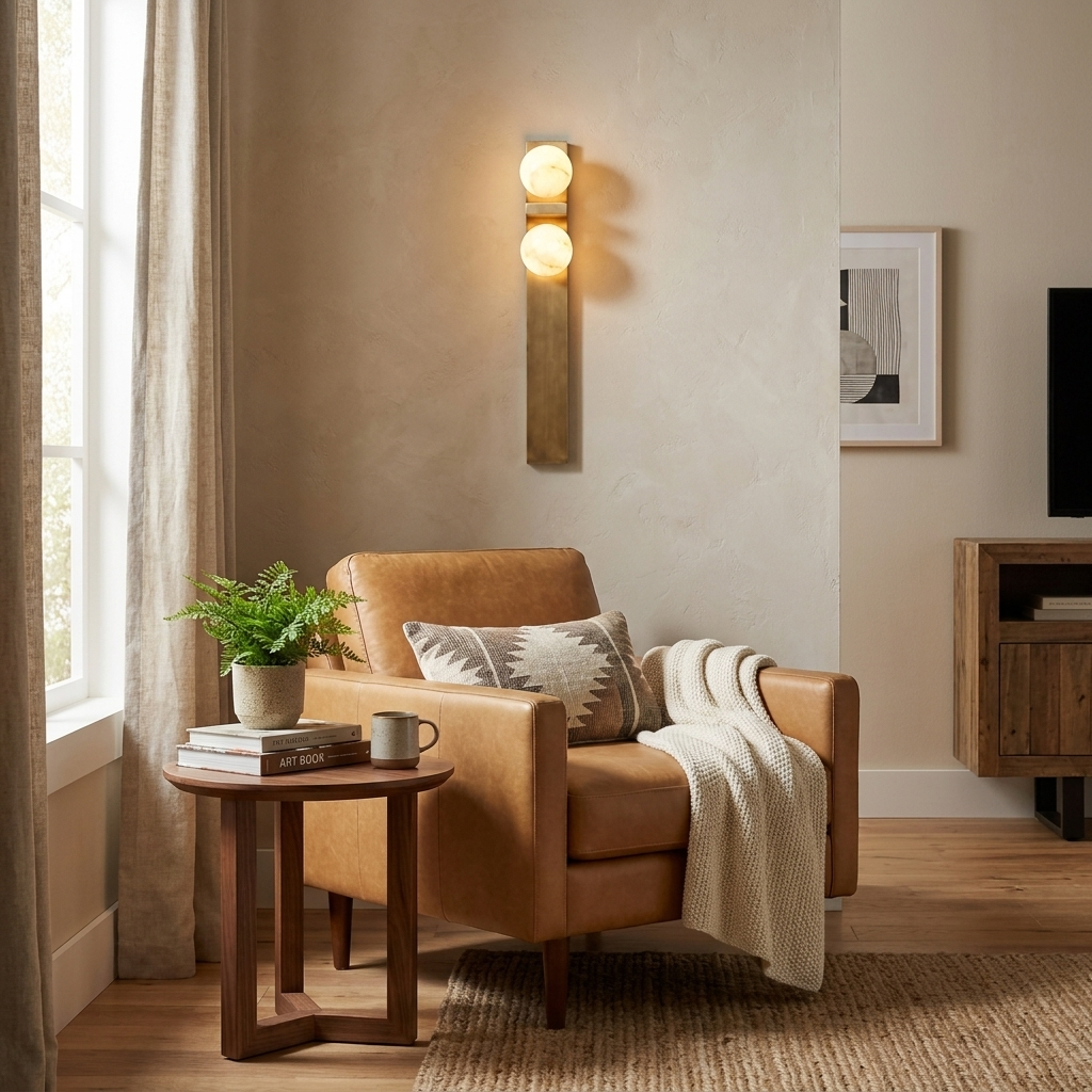 Sorelle Alabaster Double Globe Wall Sconce