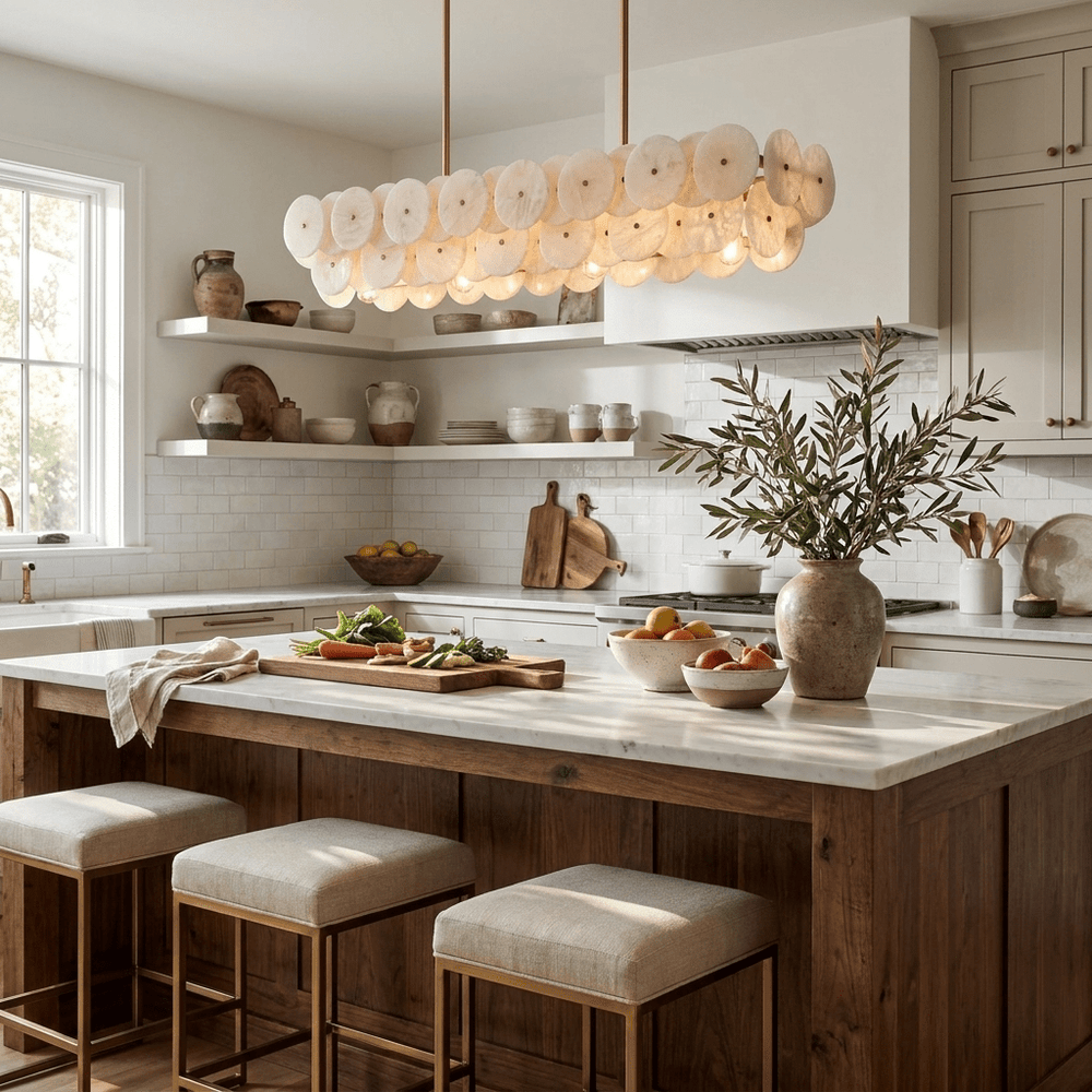 Sorrel Linear Alabaster Disc Chandelier - Vakkerlight