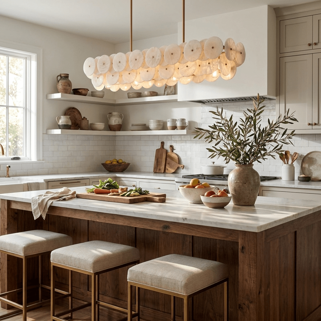 Sorrel Linear Alabaster Disc Chandelier - Vakkerlight