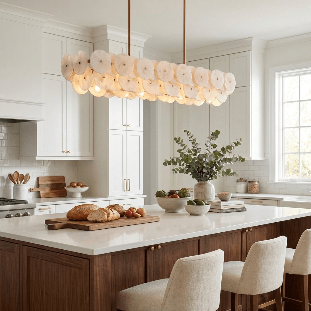 Sorrel Linear Alabaster Disc Chandelier - Vakkerlight