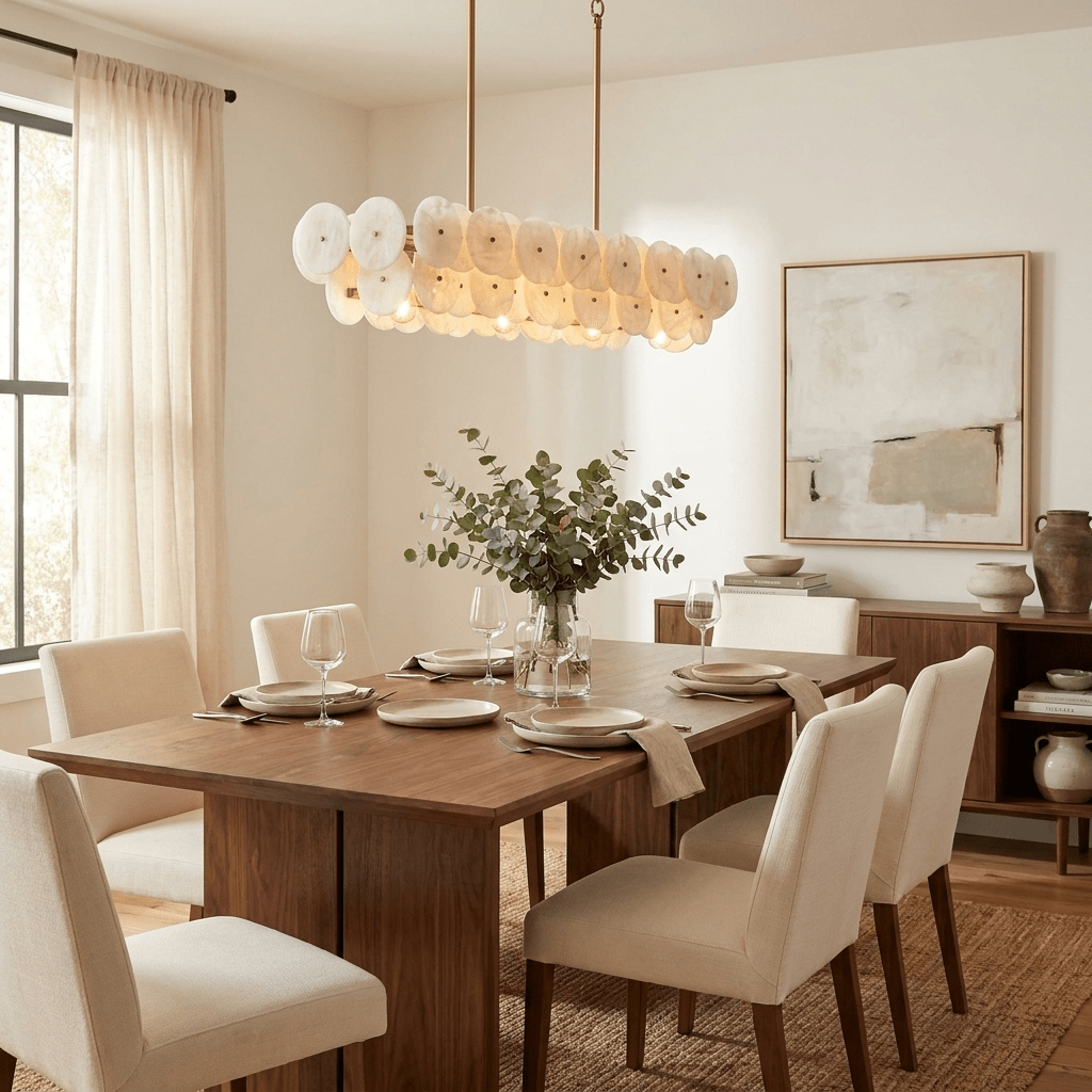 Sorrel Linear Alabaster Disc Chandelier - Vakkerlight