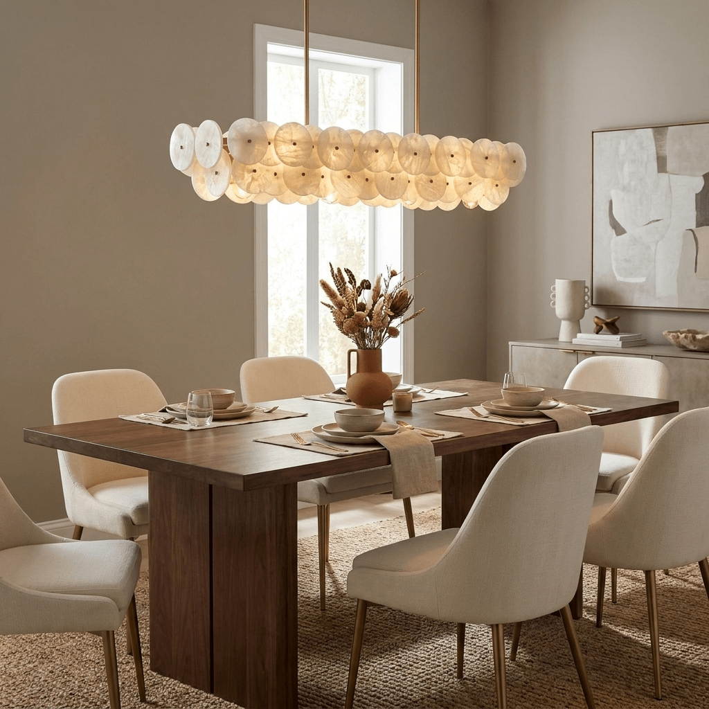 Sorrel Linear Alabaster Disc Chandelier - Vakkerlight