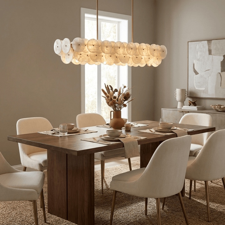 Sorrel Linear Alabaster Disc Chandelier - Vakkerlight