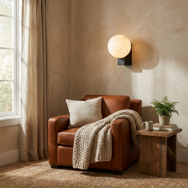 Spanish Alabaster Globe Wall Sconce
