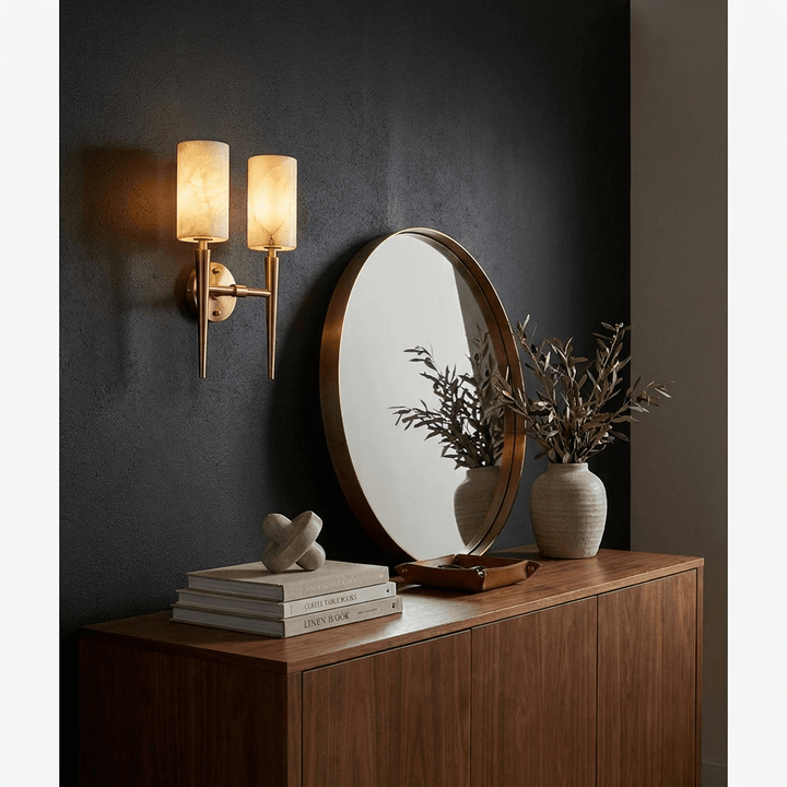 Spire Alabaster Twin Sconce - Vakkerlight