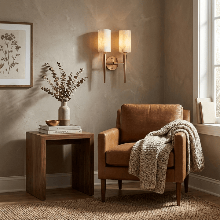 Spire Alabaster Twin Sconce - Vakkerlight