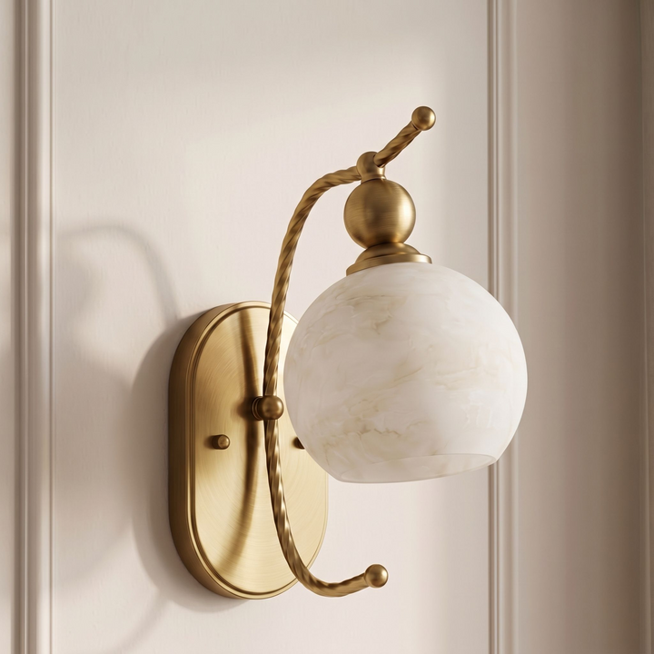 Spirelle Twisted Arm Alabaster Wall Sconce