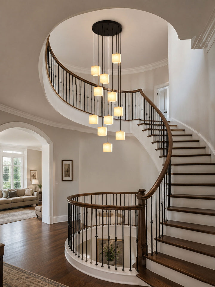 Square Alabaster Staircase Chandelier - Vakkerlight