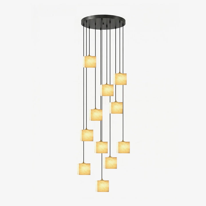 Square Alabaster Staircase Chandelier - Vakkerlight