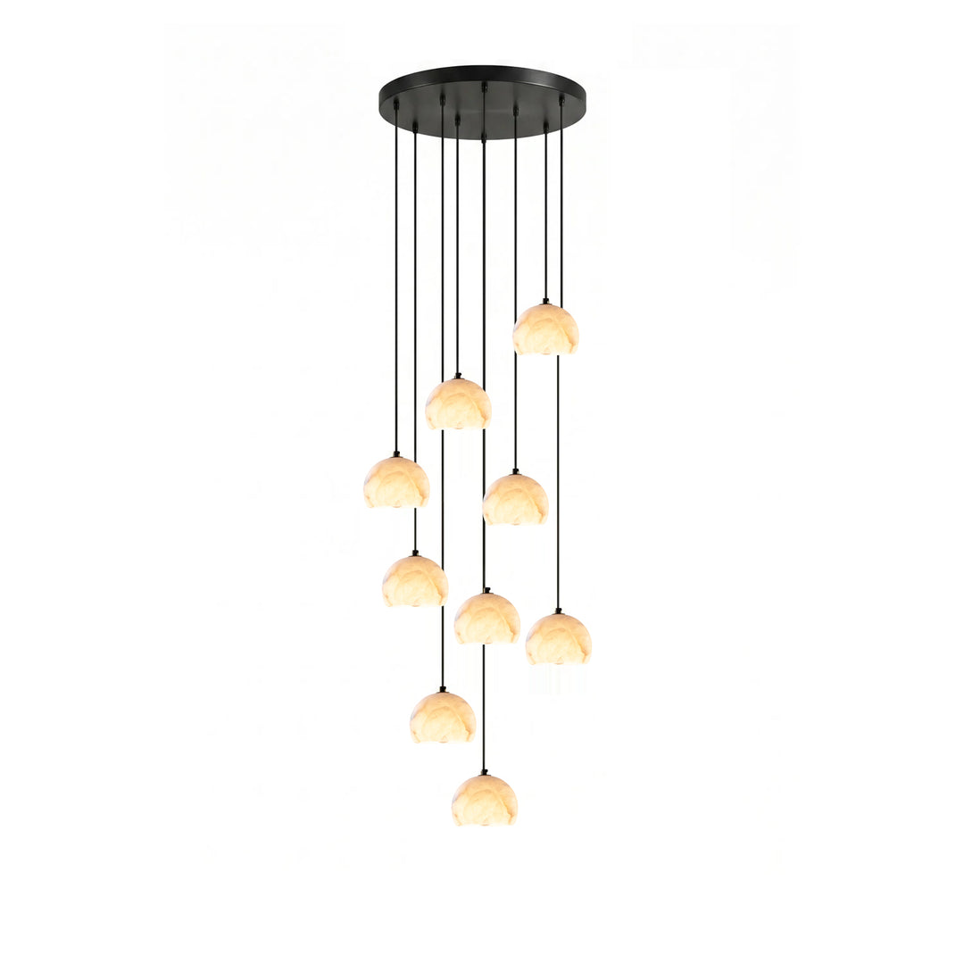 Petal Alabaster Dome Staircase Chandelier - Vakkerlight