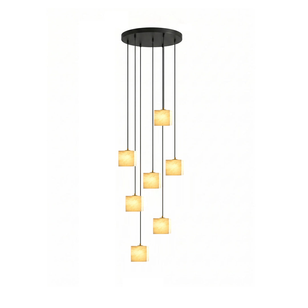Square Alabaster Staircase Chandelier - Vakkerlight