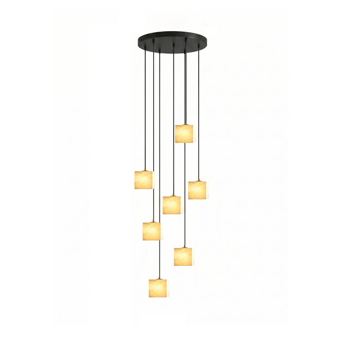 Square Alabaster Staircase Chandelier - Vakkerlight