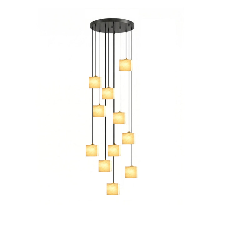 Square Alabaster Staircase Chandelier - Vakkerlight
