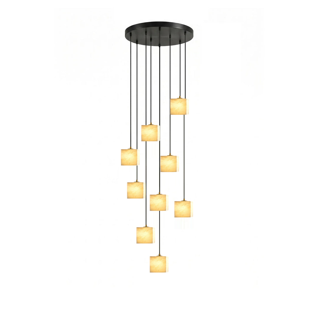 Square Alabaster Staircase Chandelier - Vakkerlight