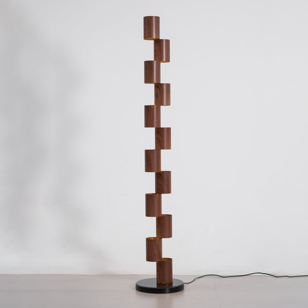 Stacked Wood Tower Floor Lamp