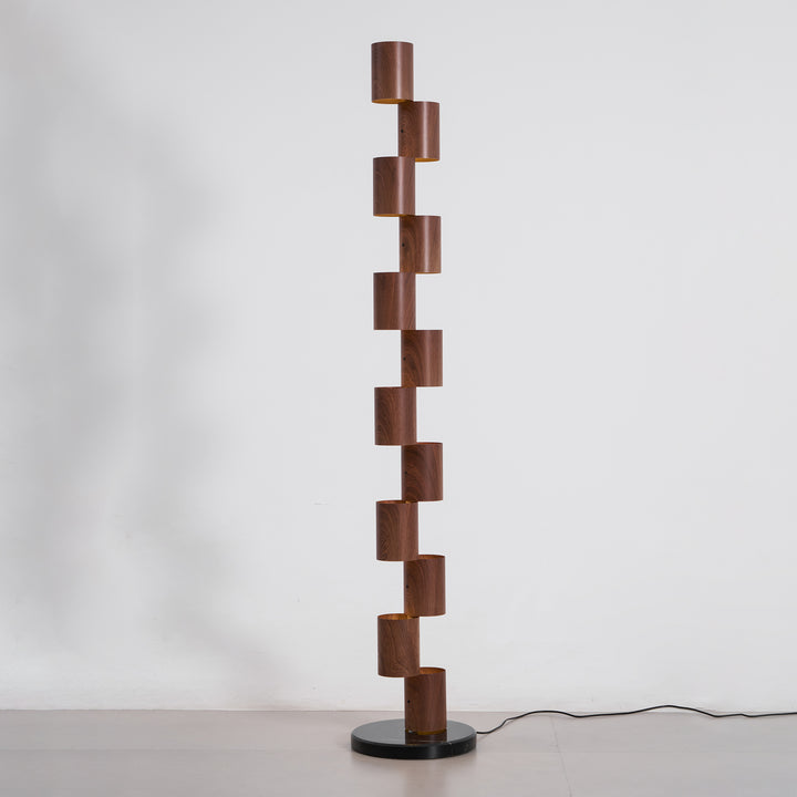 Stacked Wood Tower Floor Lamp