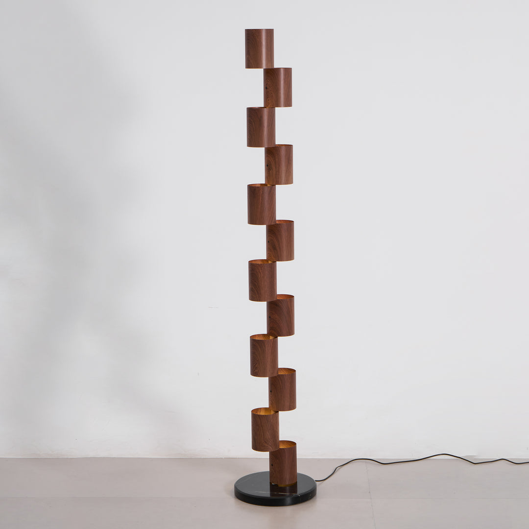 Stacked Wood Tower Floor Lamp