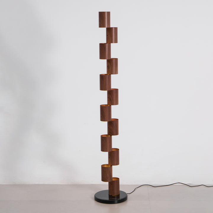 Stacked Wood Tower Floor Lamp