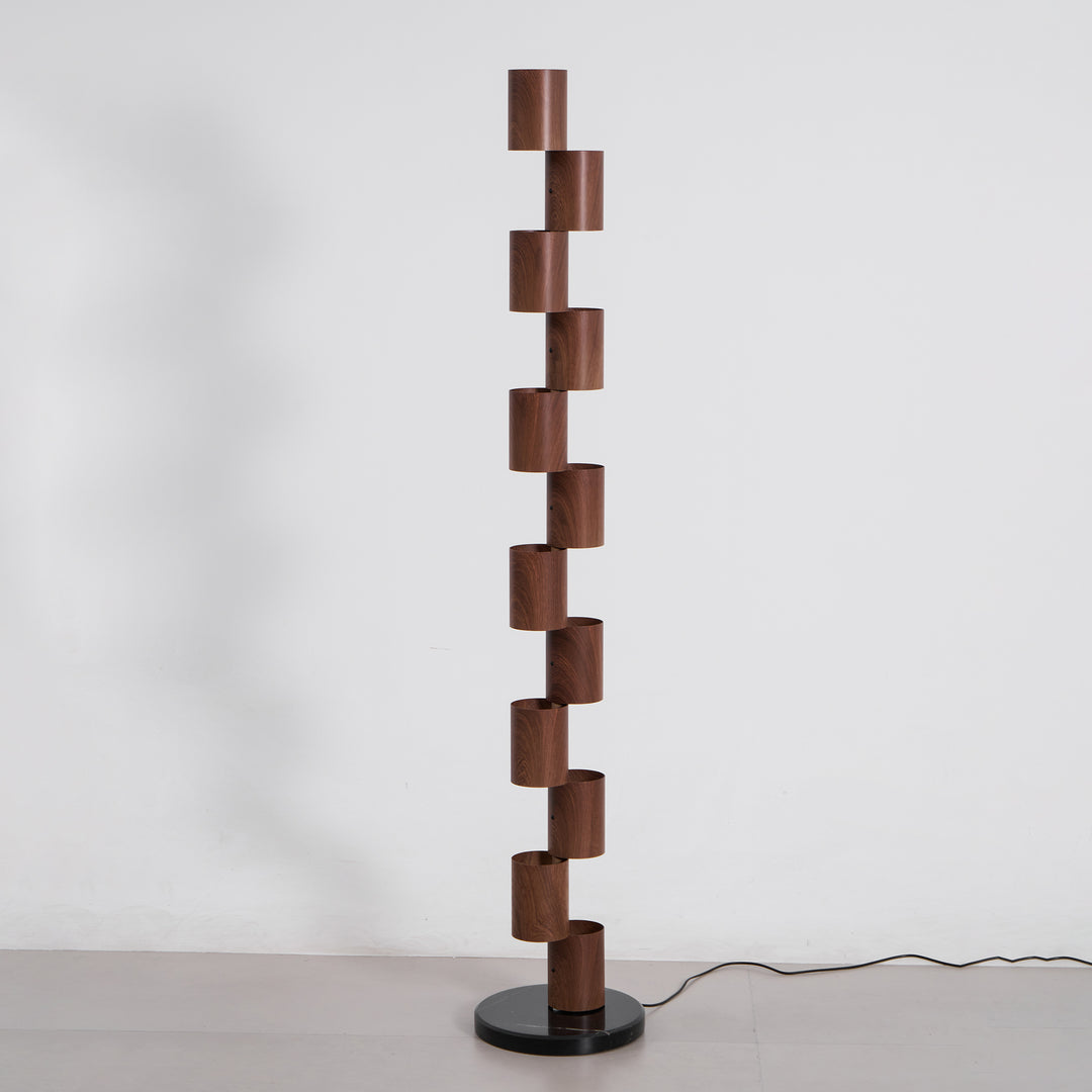 Stacked Wood Tower Floor Lamp