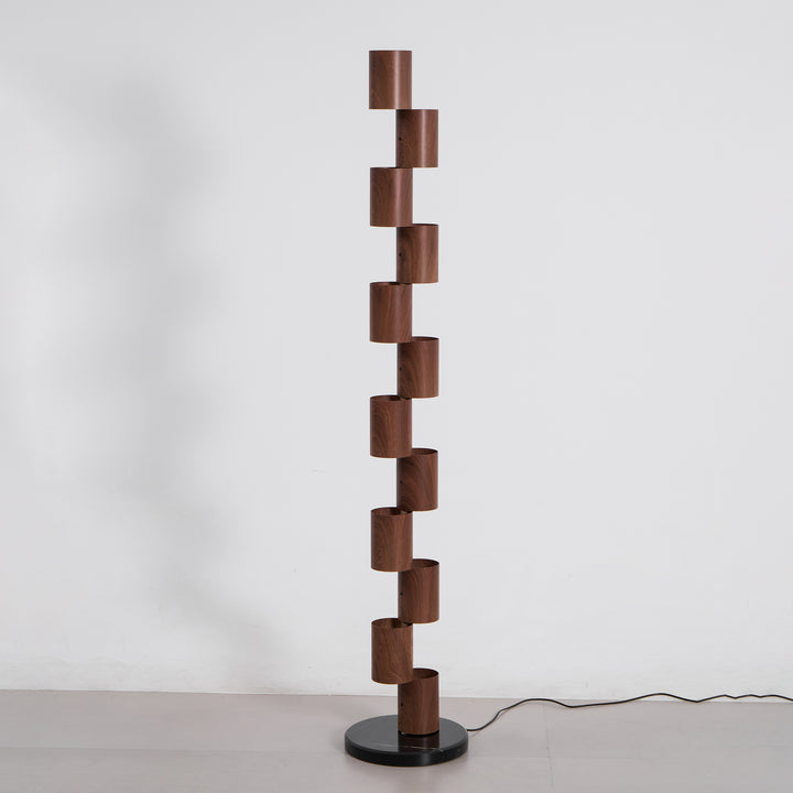 Stacked Wood Tower Floor Lamp