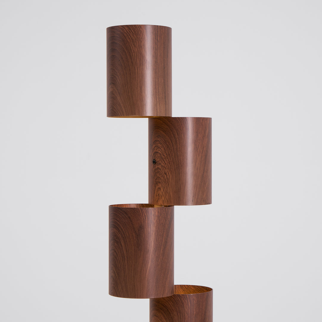 Stacked Wood Tower Floor Lamp
