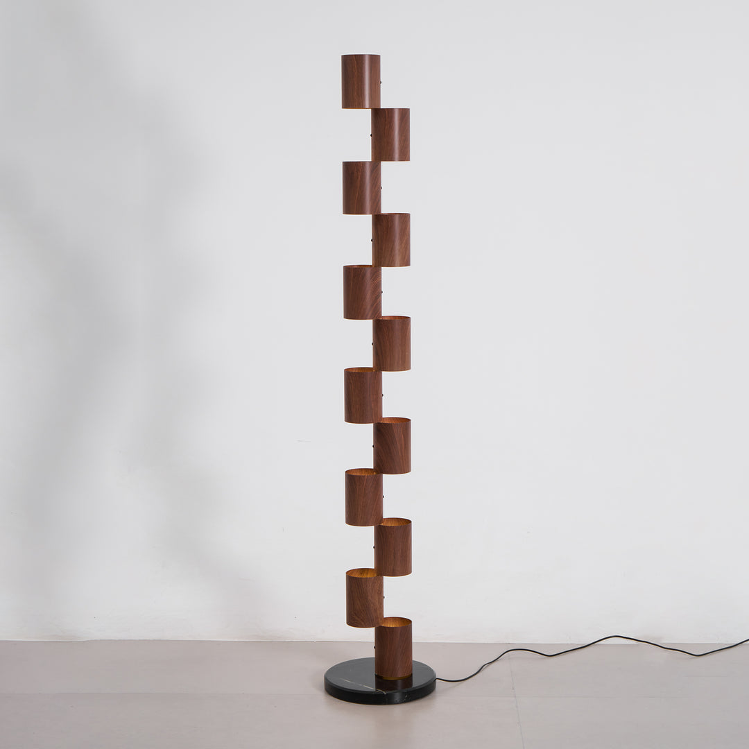 Stacked Wood Tower Floor Lamp