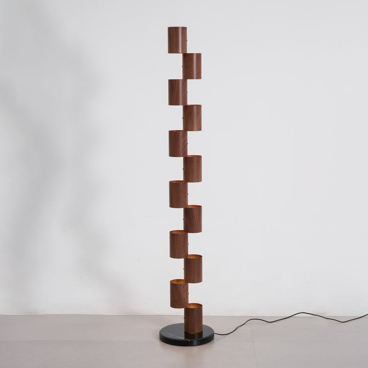Stacked Wood Tower Floor Lamp