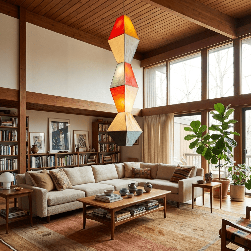 Stacked Geometric Rice Paper Pendant Lamp - Vakkerlight