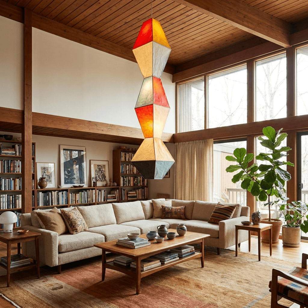 Stacked Geometric Rice Paper Pendant Lamp - Vakkerlight