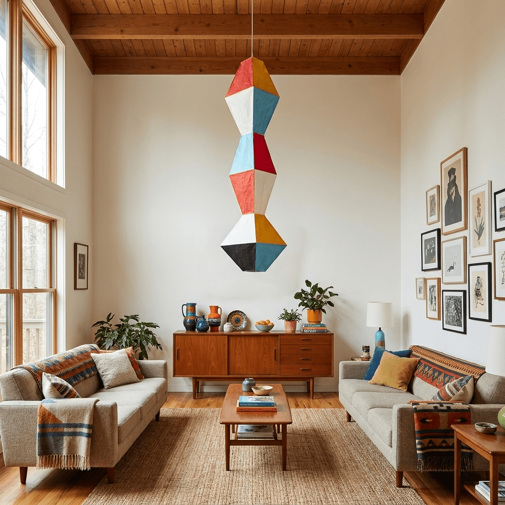 Stacked Geometric Rice Paper Pendant Lamp - Vakkerlight
