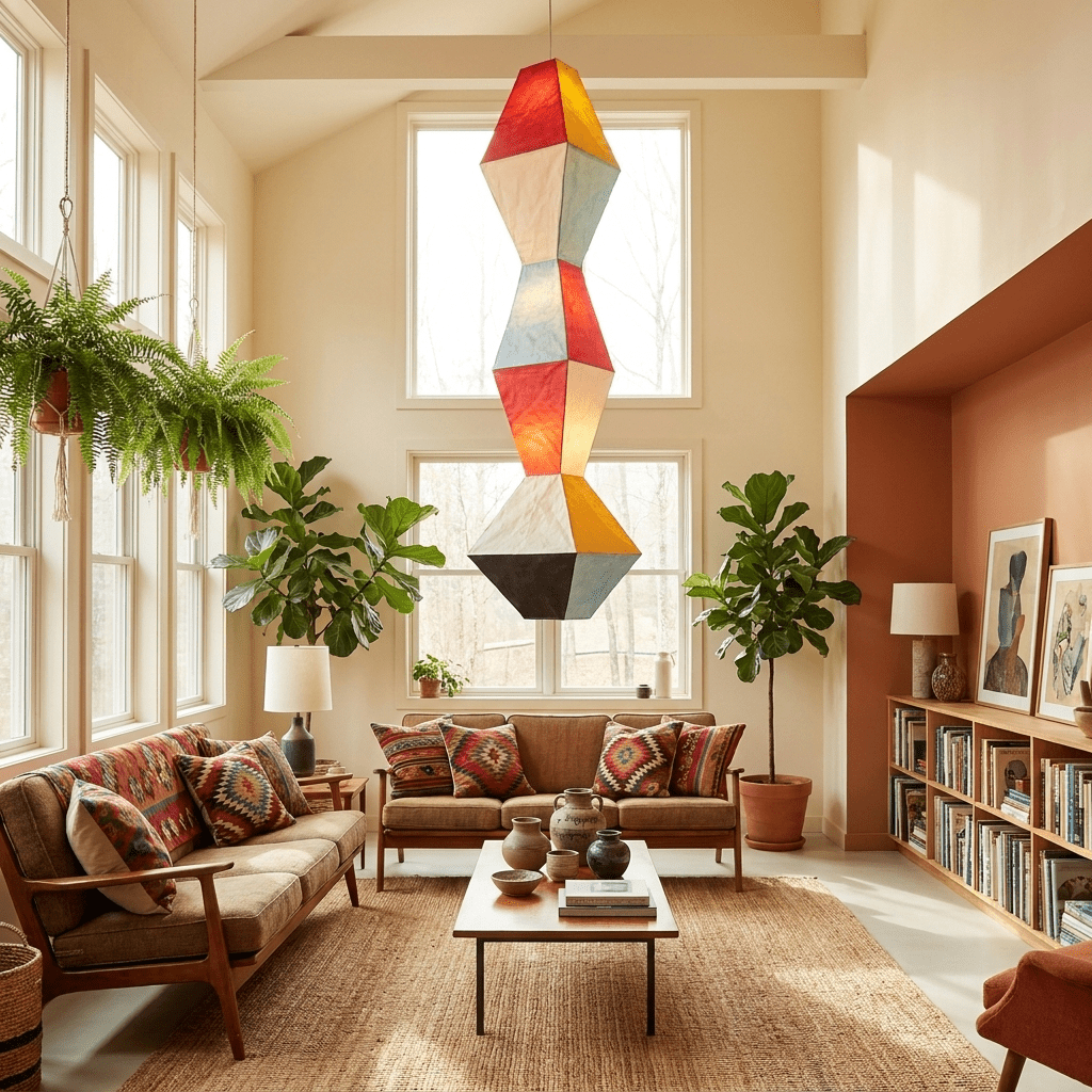 Stacked Geometric Rice Paper Pendant Lamp - Vakkerlight