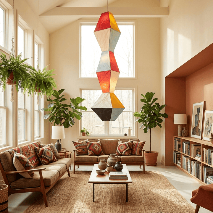 Stacked Geometric Rice Paper Pendant Lamp - Vakkerlight