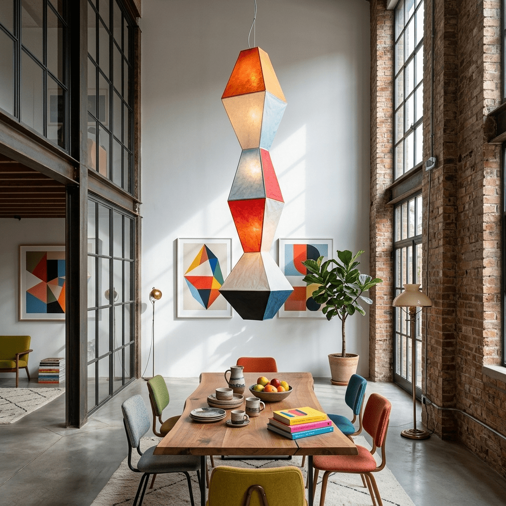 Stacked Geometric Rice Paper Pendant Lamp - Vakkerlight