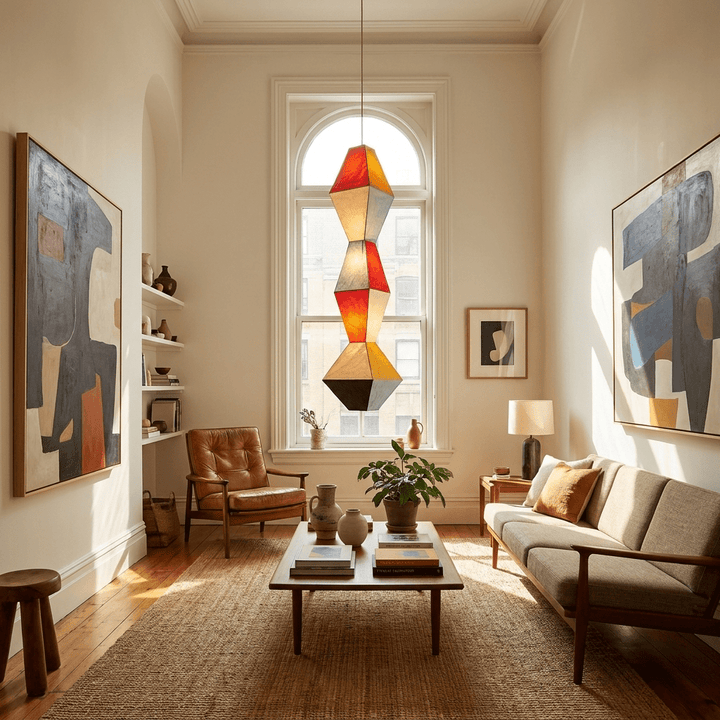 Stacked Geometric Rice Paper Pendant Lamp - Vakkerlight