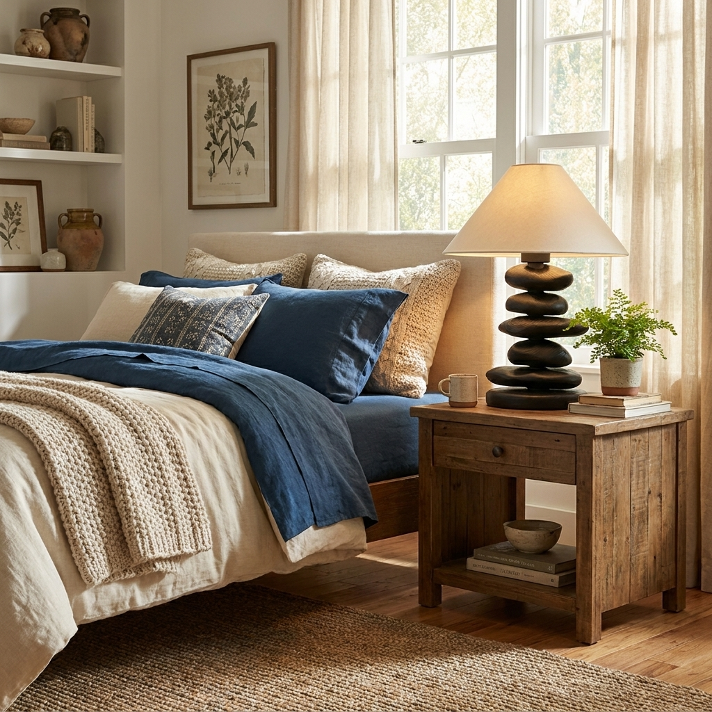 Stacked Pebble Wood Table Lamp