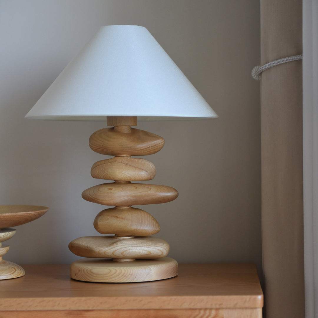 Stacked Pebble Wood Table Lamp