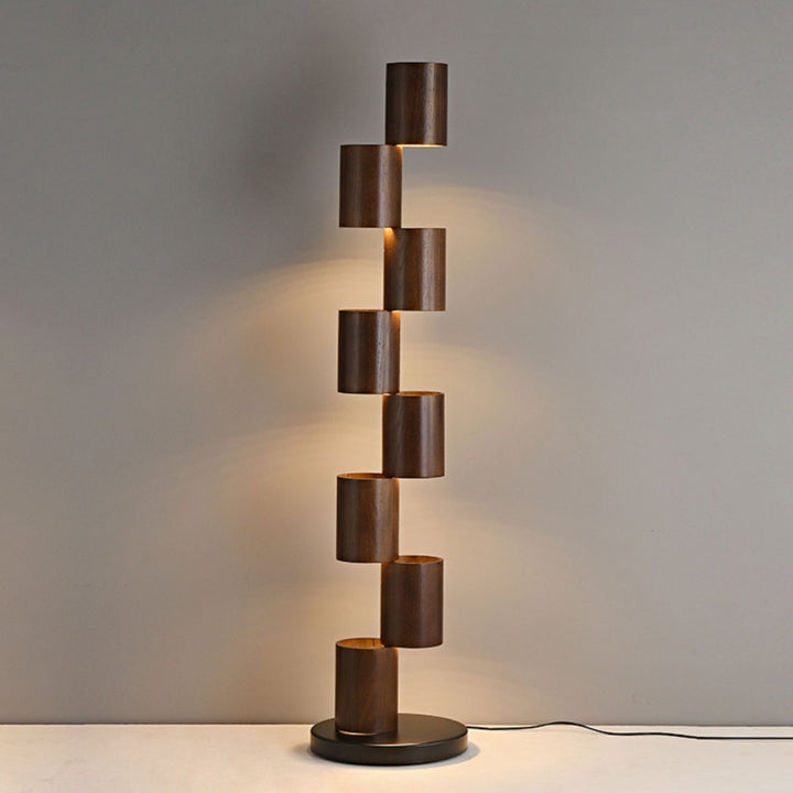 Stacked Wood Tower Floor Lamp - Vakkerlight
