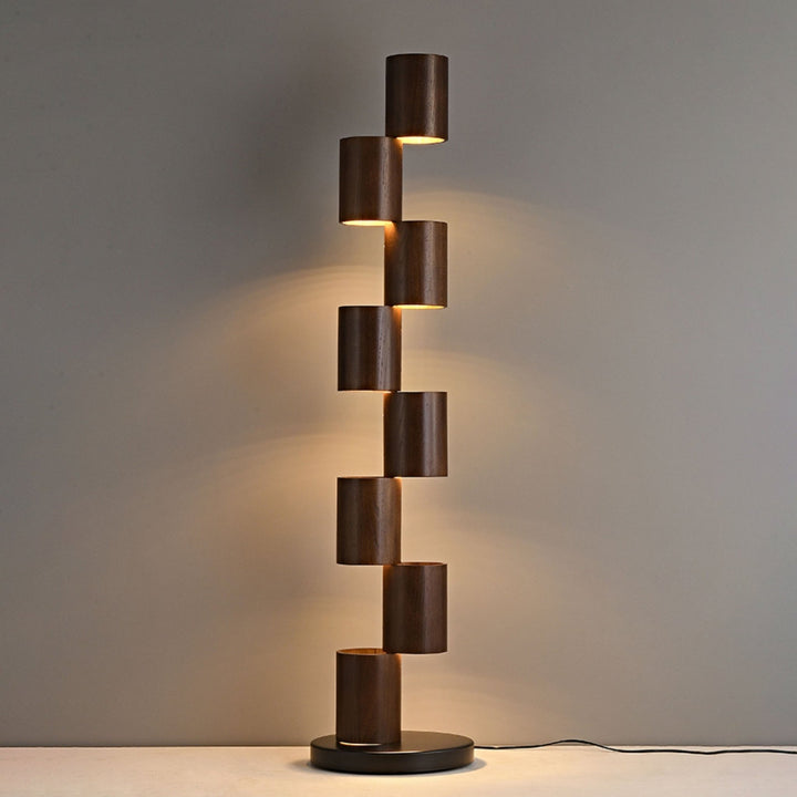Stacked Wood Tower Floor Lamp - Vakkerlight